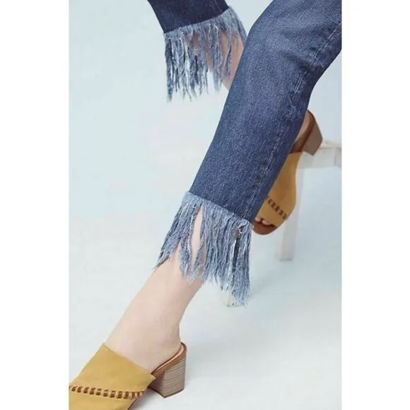 💕3x1💕 Straight Crop Fringe Jean Button Fly High Waisted Cropped ~ Lima 27 NWT